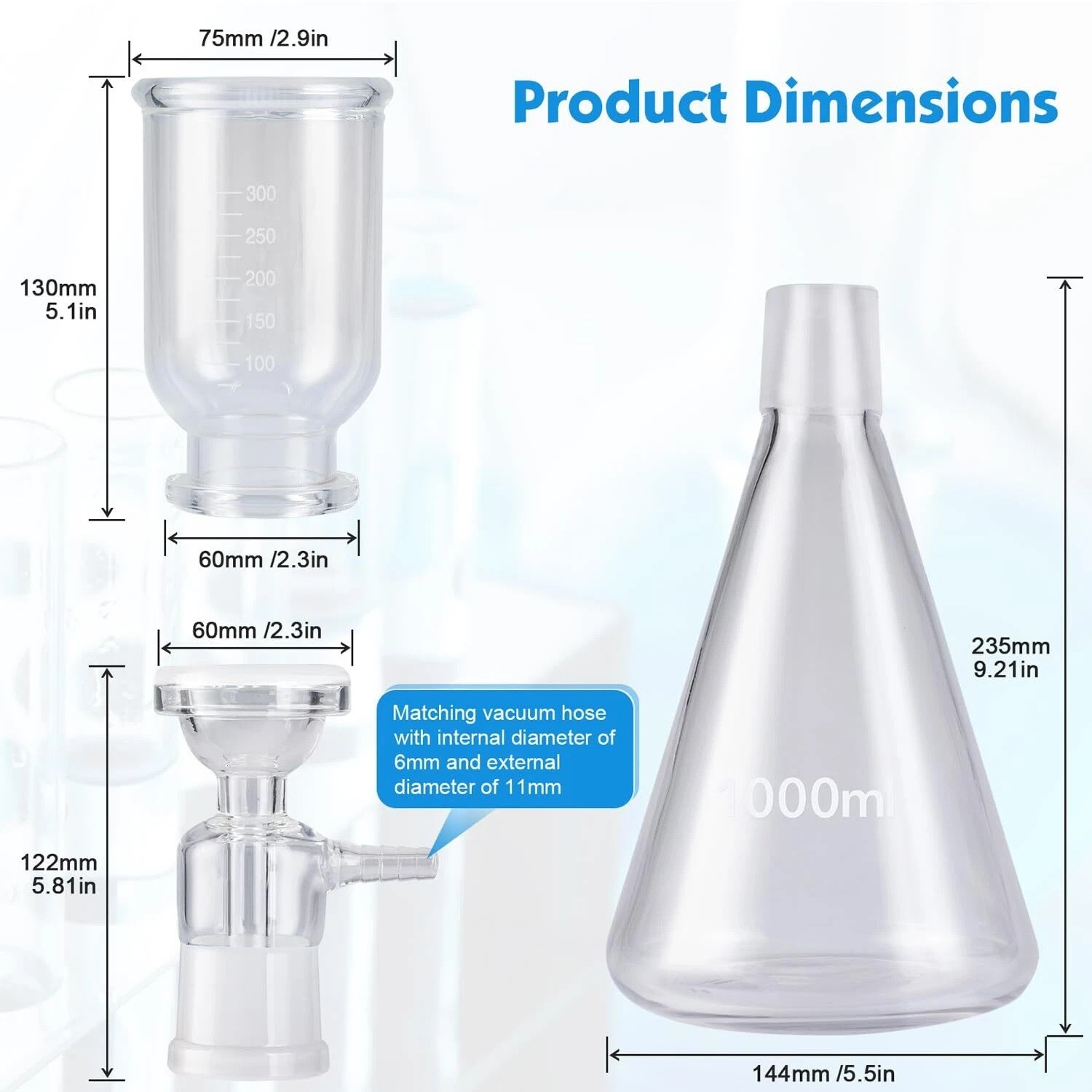 50L/min 180W Lab Vacuum Pump+1000mL Lab Suction Filtering Filtration Flask Glass