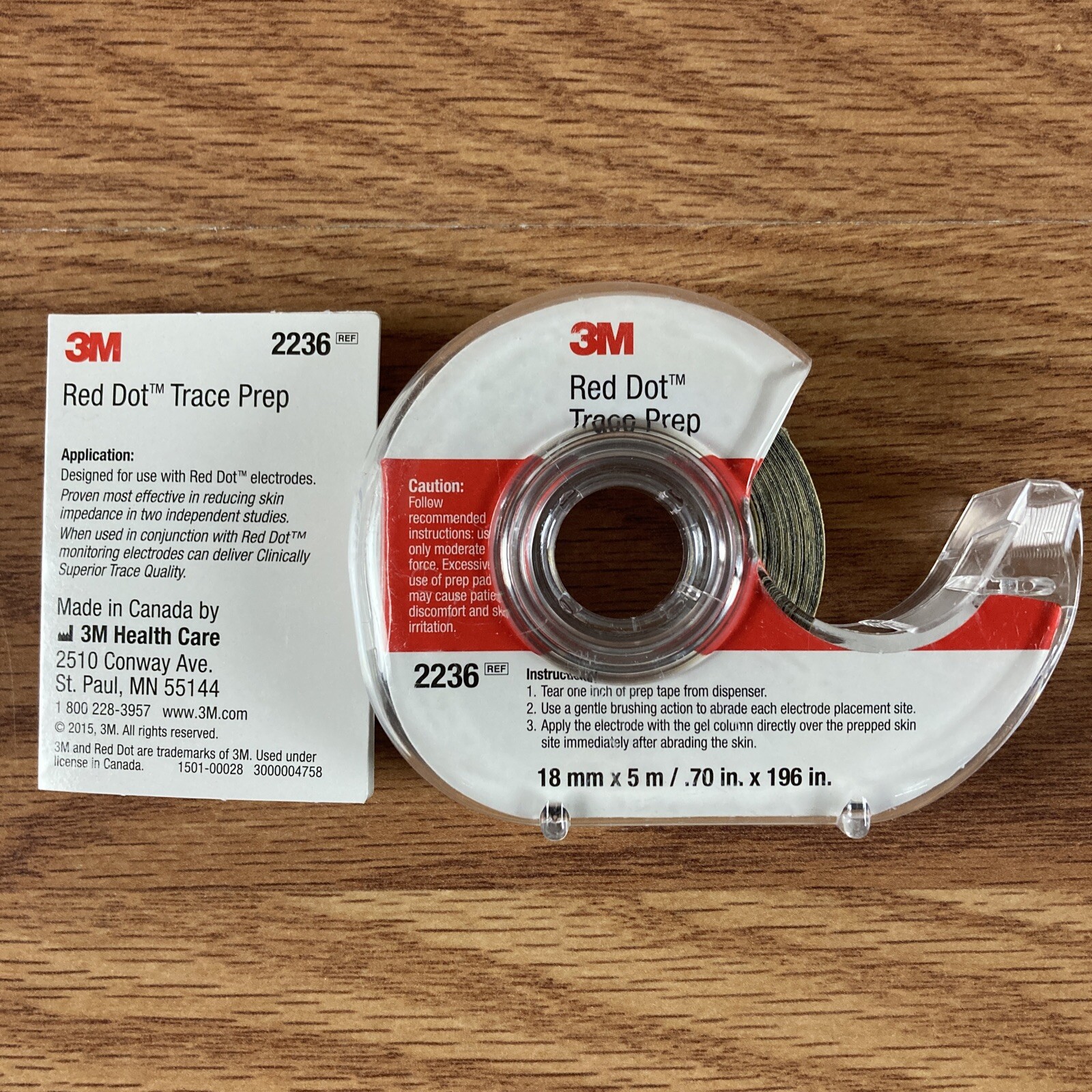 3M Red Dot Trace Prep 2236 Abrasive Tape Roll with Dispenser .70 in x 196 in