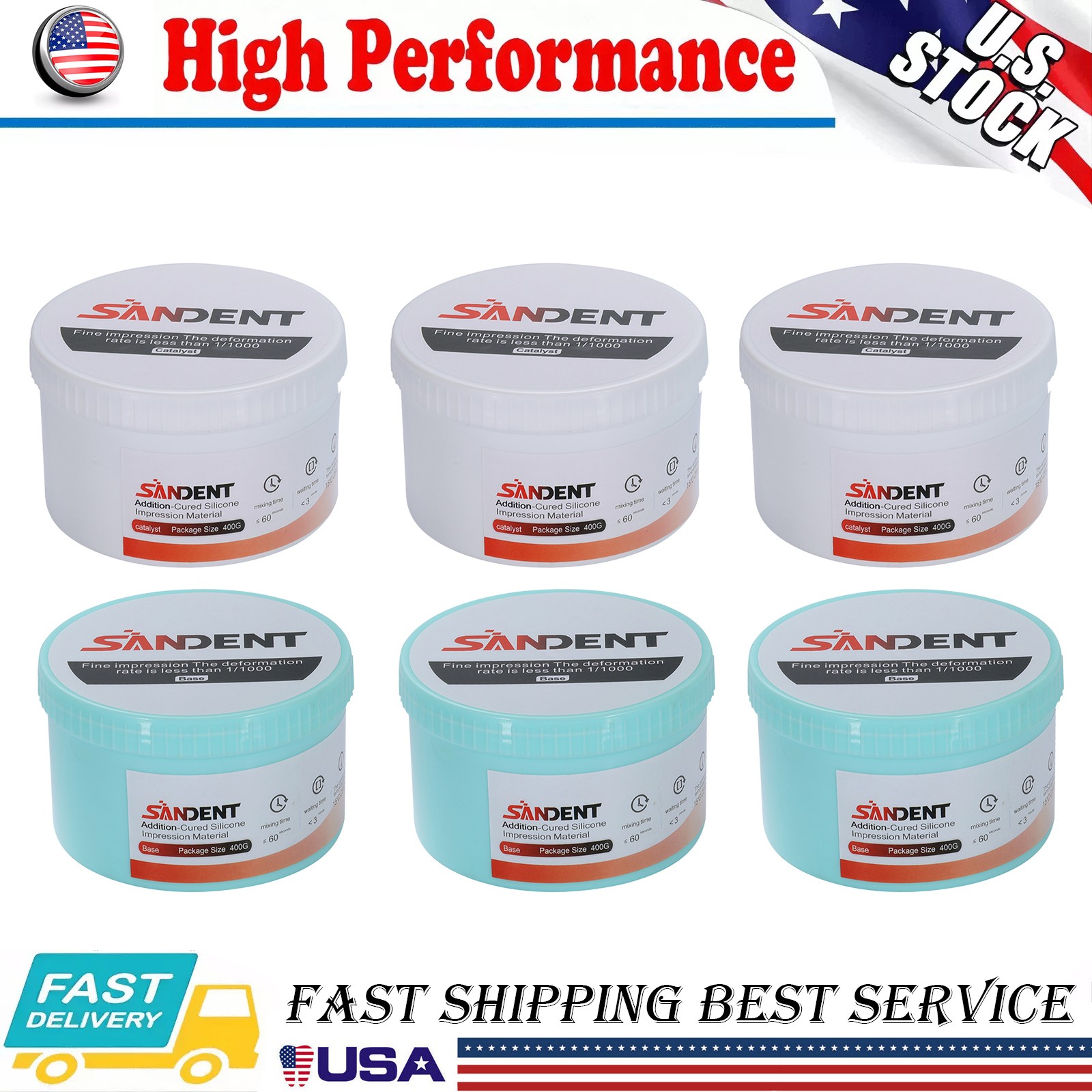 1-10 Sets Dental Putty Fast Set PVS VPS Impression Material 2 x 400 ml PR
