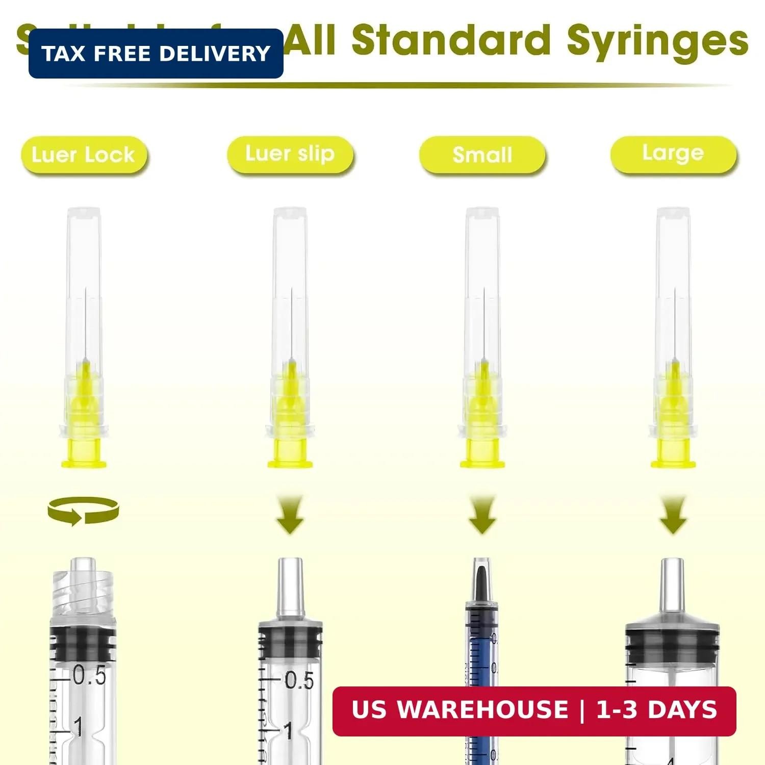 30 Gauge 1/2 Inch Disposable Needles with Caps – Luer Lock Lab Dispensing Access