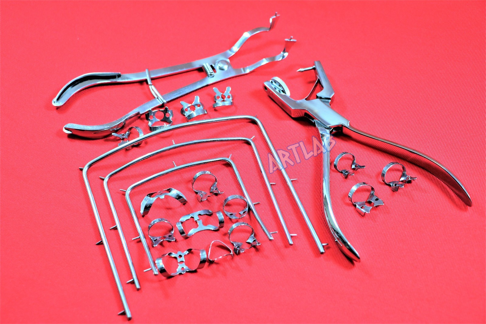 20PCS SET HIGH GRADE RUBBER DAM CLAMPS + FRAMES + PUNCH PLIERS + CLAMP FORCEPS