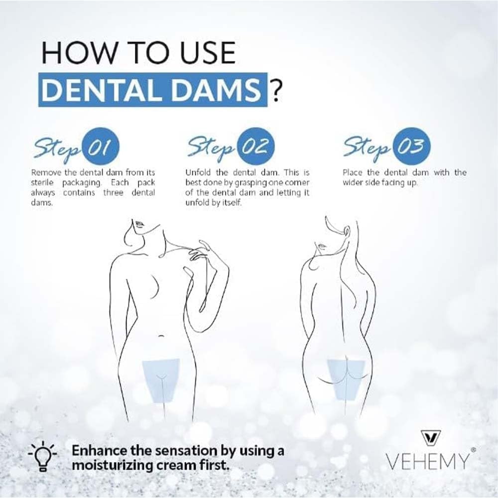 Vehemy Dental Dams 3-Pack, Latex-Free Oral Dams, Hypoallergenic Transparent