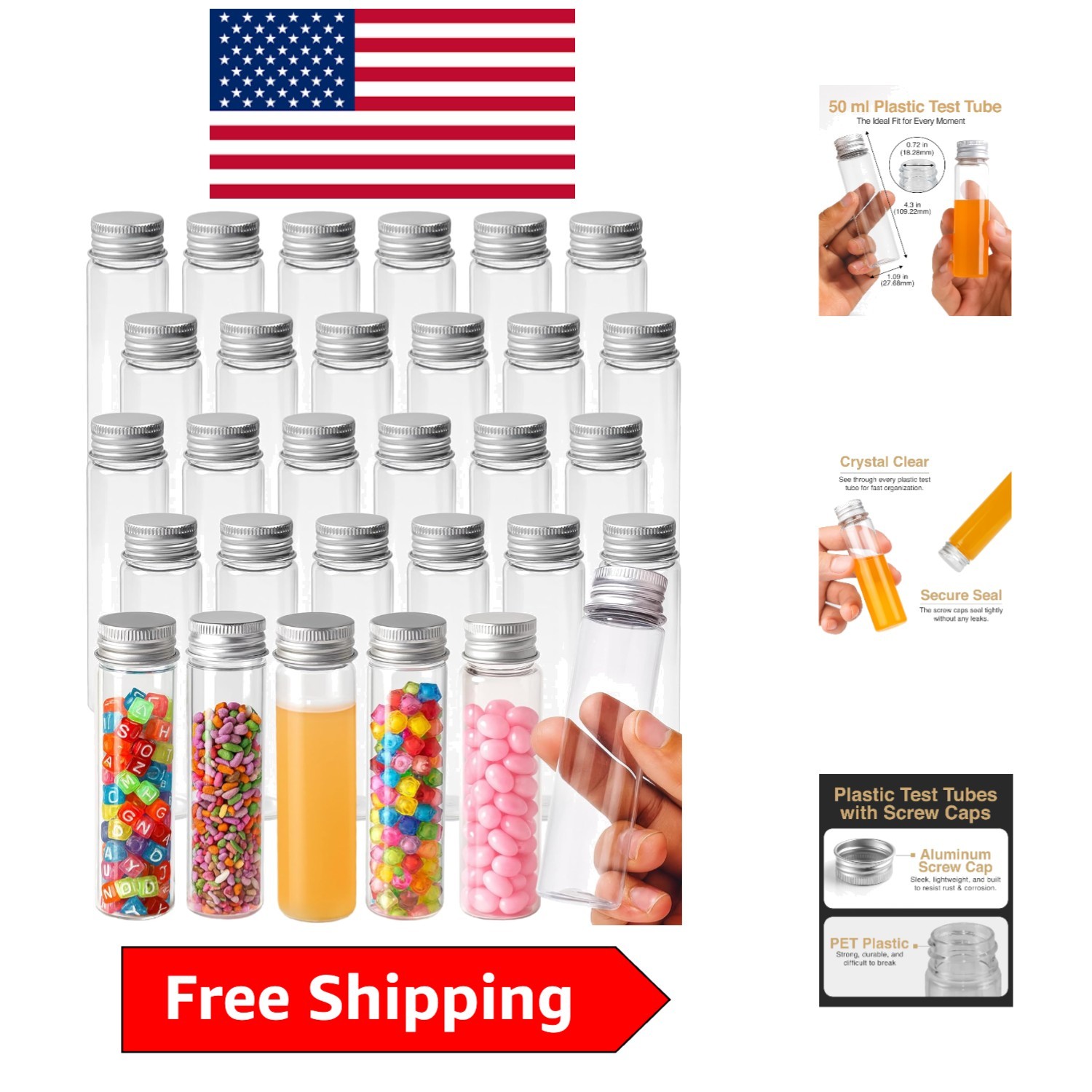 50 ml Plastic Tubes with Caps – 30 PCS for Organizing Liquids & Crafts