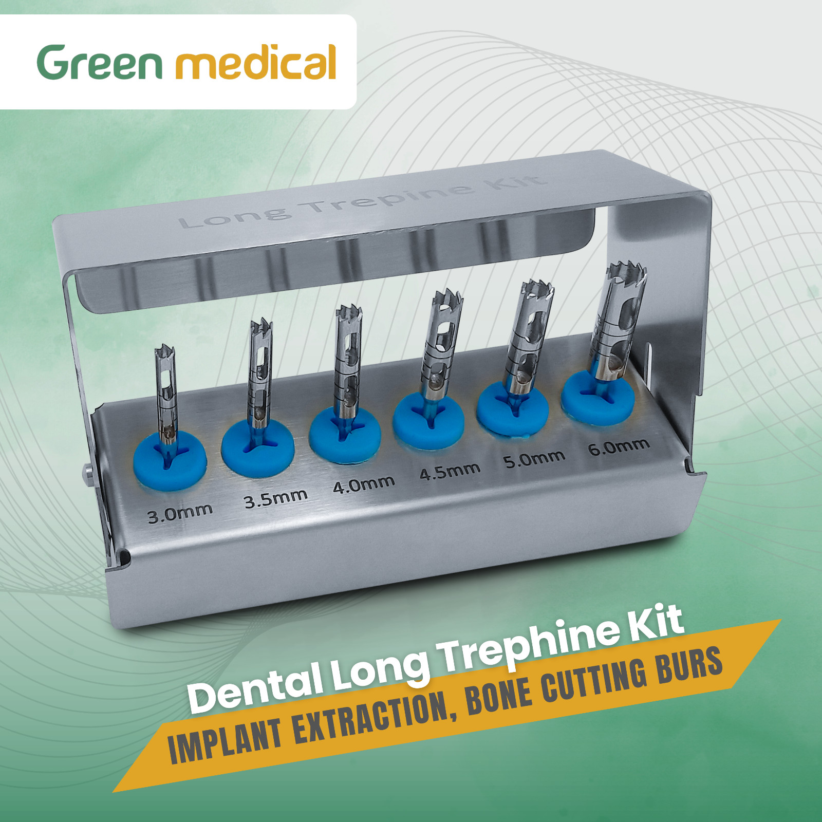 Dental Long Trephine Kit – Implant Extraction, Bone Cutting Tool Stainless Steel