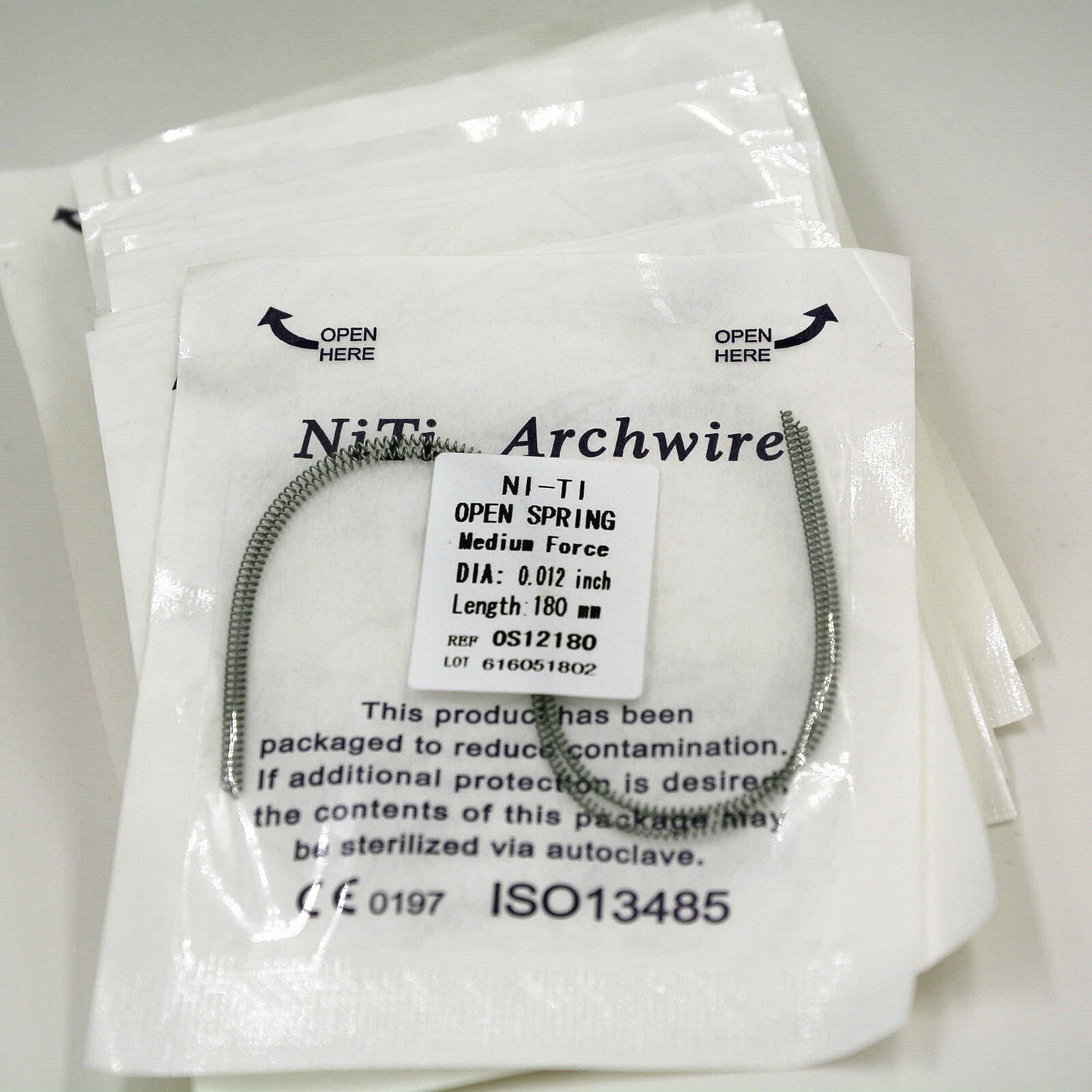 Dental Orthodontic 180mm Niti Open Coil Spring Arch Wires Alloy Dia.08/10/12/14