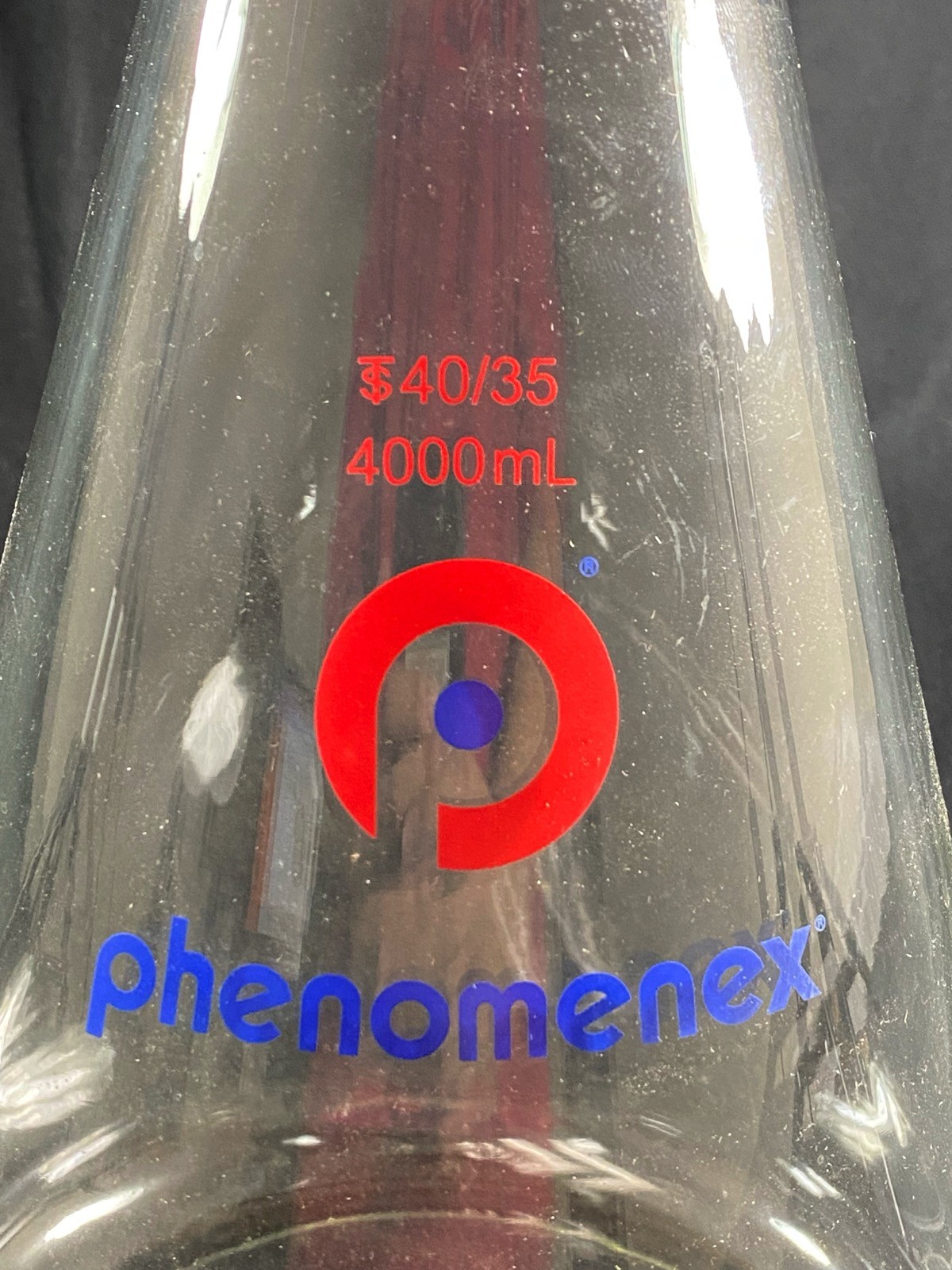 PHENOMENEX 4000mL Vacuum Filter Flask 40/35 Glass Joint 47mm Base AH0-3322