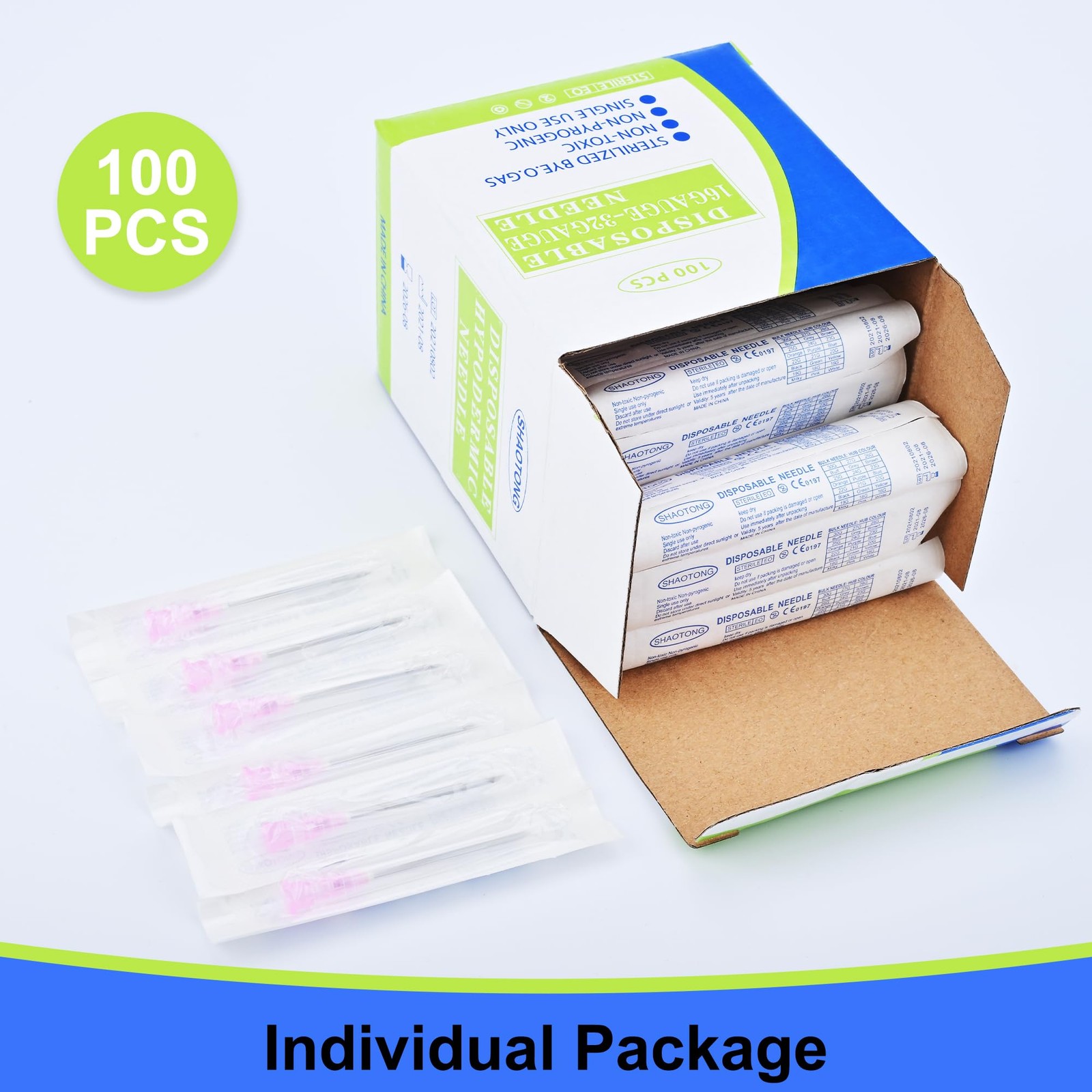 100PCS 18G 1 Inch Luer Lock Dispensing Needles Individually Packed Sterile Pack