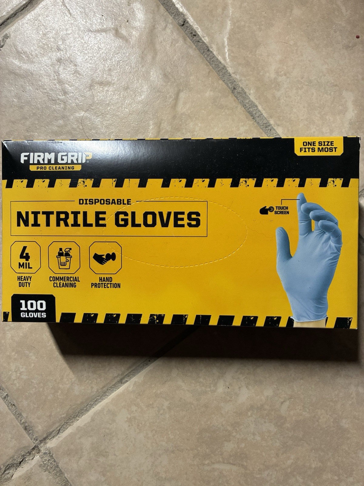 Firm Grip Pro Cleaning Disposable Nitrile Gloves 100 Count One Size Fits Most
