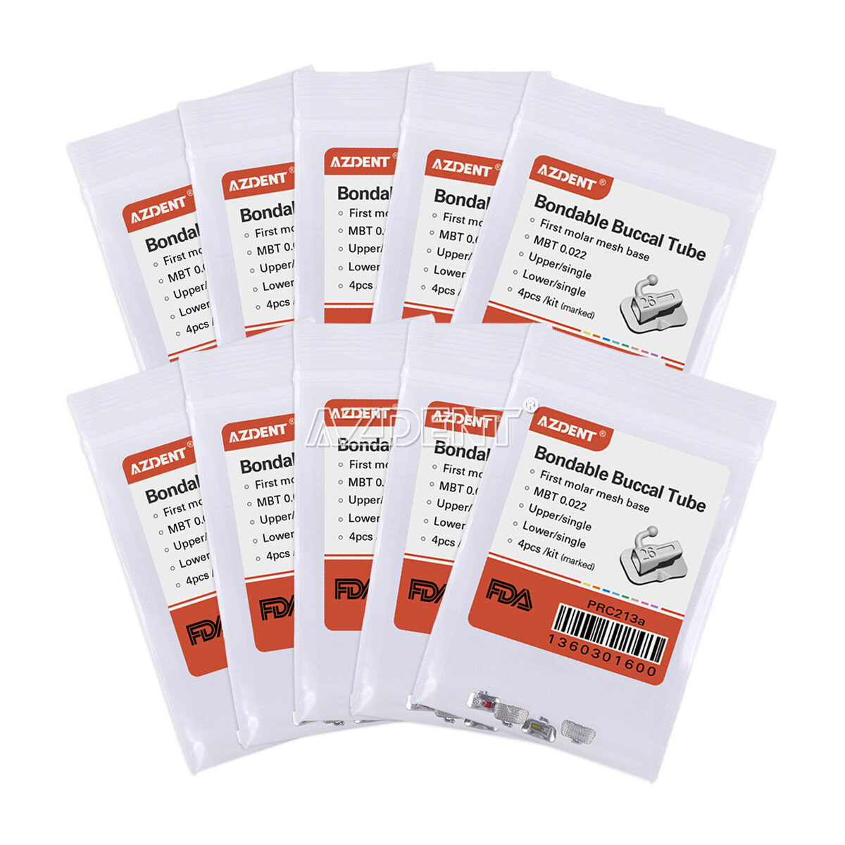 AZDENT Dental Orthodontic 1st Molar Buccal Tube Roth/MBT 022/ 018 Bondable