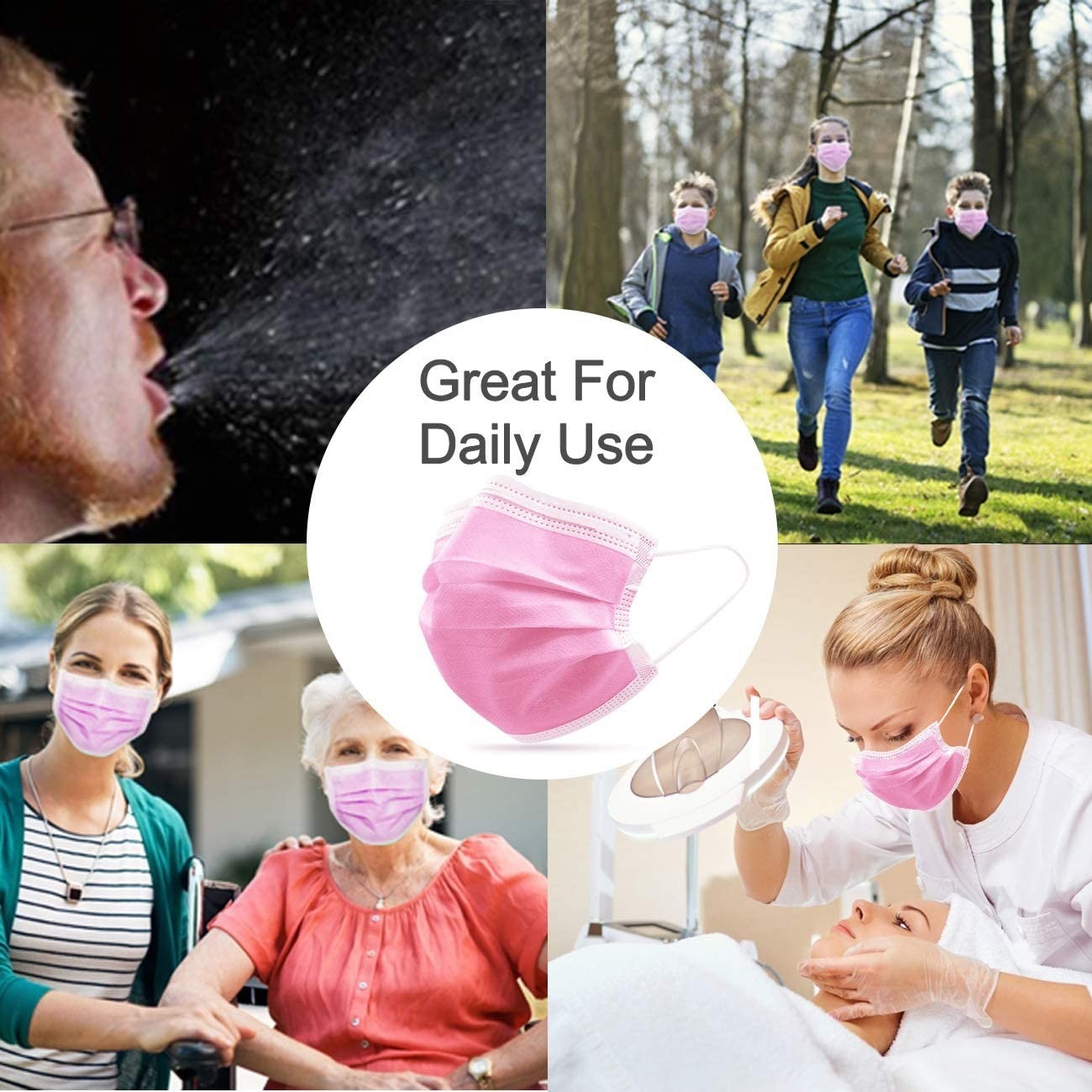 25 Pcs Disposable Medical,Surgical,Dental 3-Layers Face Mask 5 Assorted Color