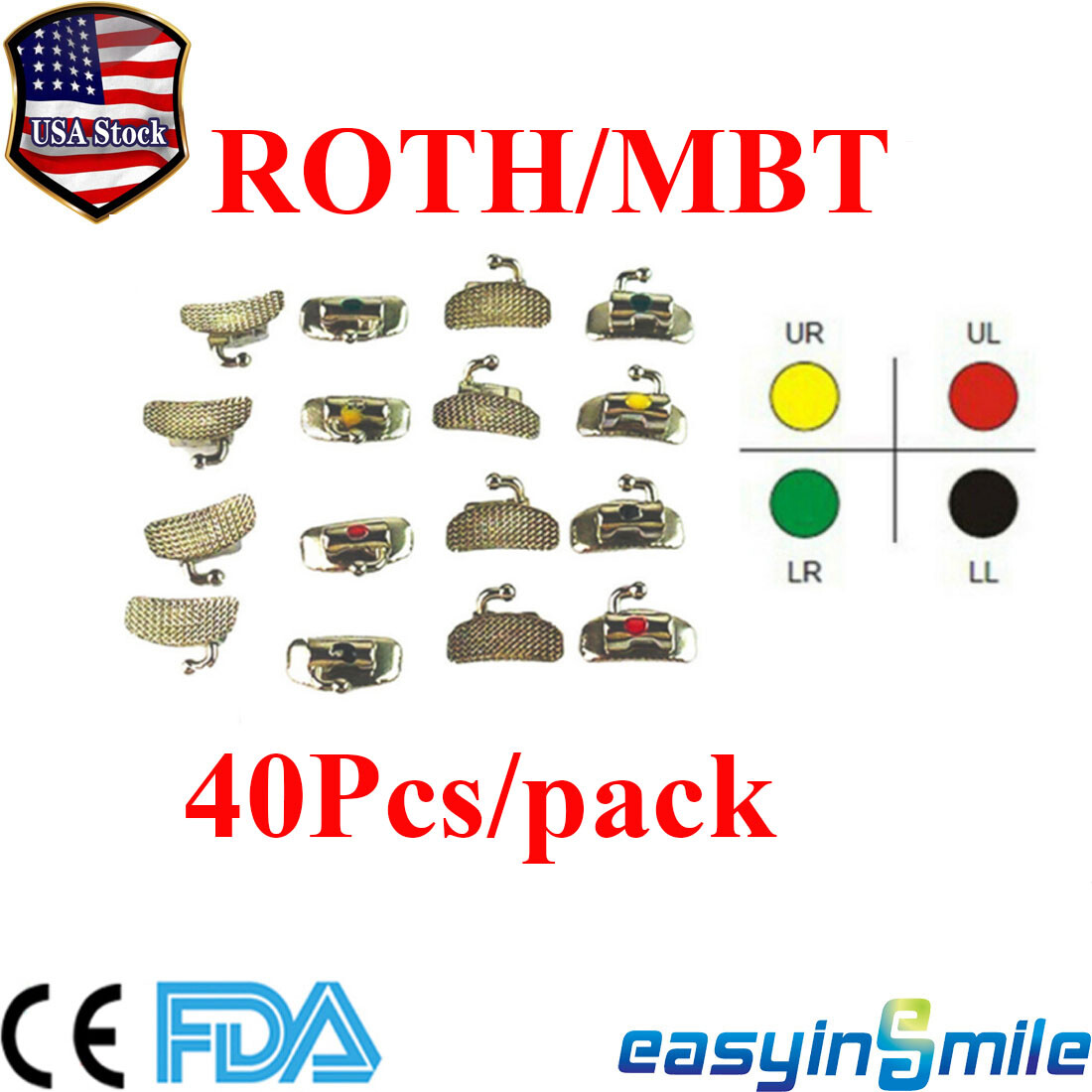 Dental Orthodontic Buccal Tubes 1st 2nd Molar Roth/MBT 022 Bondable Non-Converti