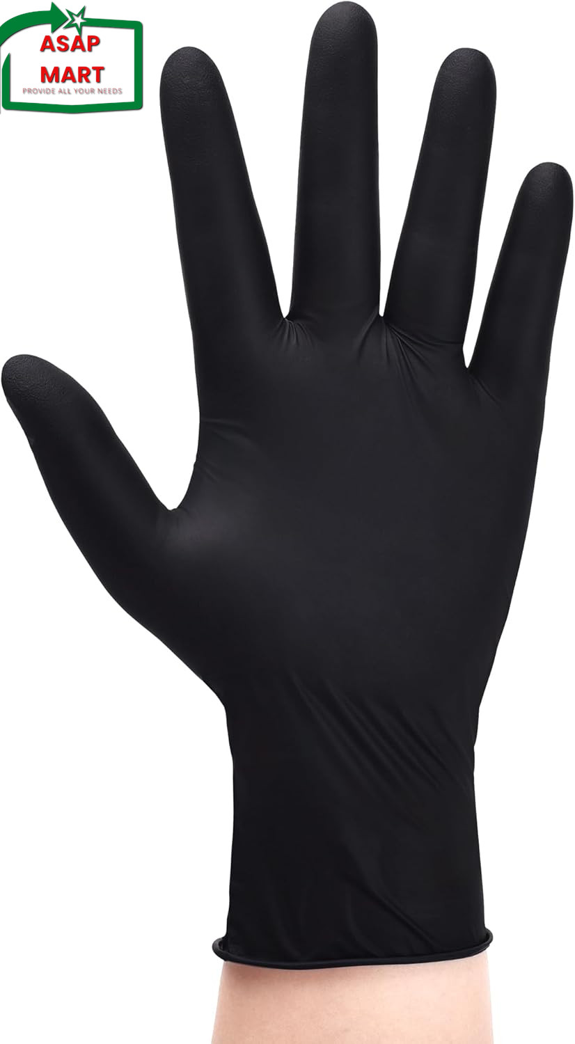 Schneider Black Nitrile Exam Gloves, 5 Mil Disposable Gloves Large 50 Pcs