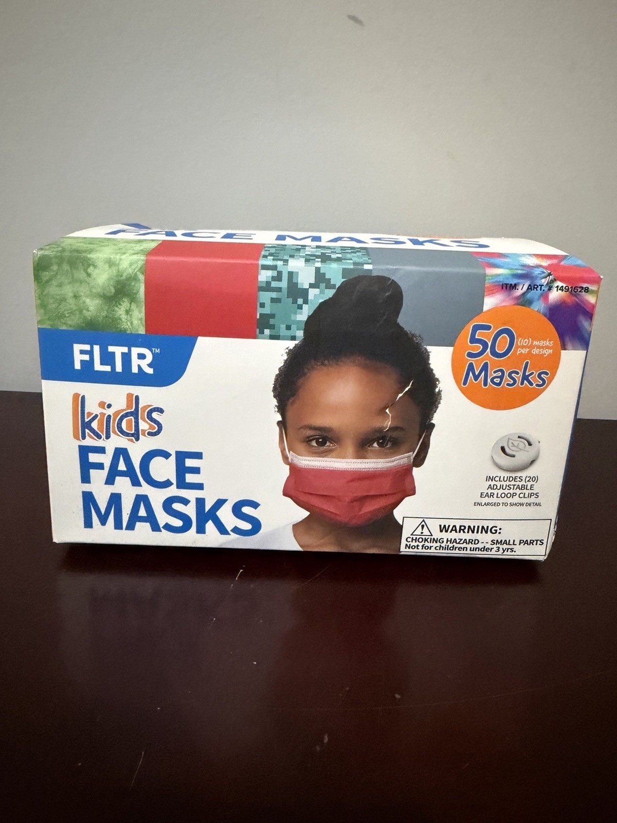 FLTR Kids Face Masks Disposable Fully Adjustable Ear Loops Assorted 50 (HLT125)