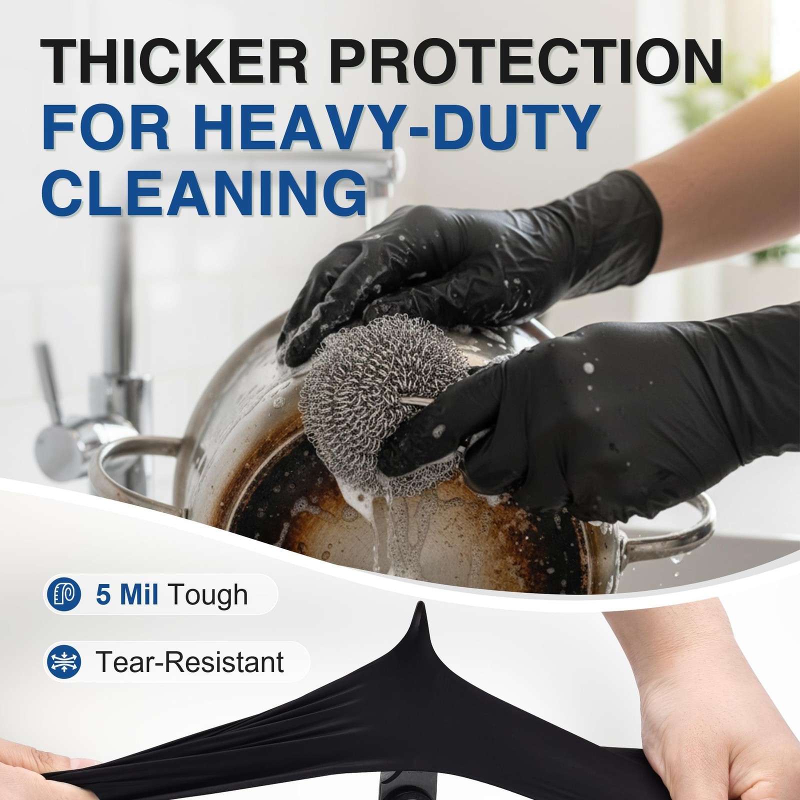 Schneider Medical Black Nitrile Exam Gloves, 5 Mil Latex-Free & Powder-Free D…