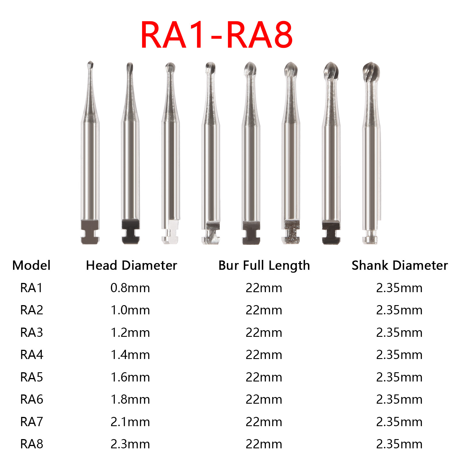 Low Speed Contra Angle Handpiece /Tungsten Steel Carbide Burs RA1-RA8 AK Dental