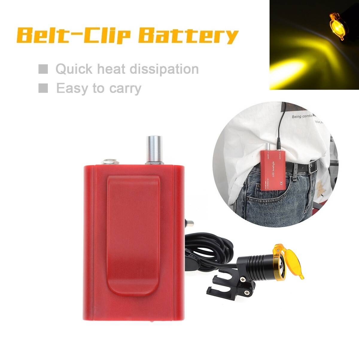 3W Portable LED Headlight Dental Surgical Waist-hanging Headlamp for Loupes 004