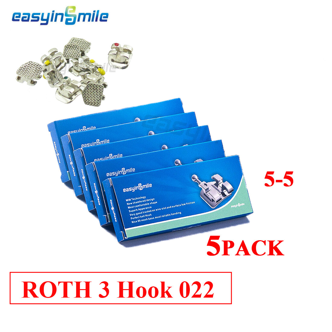 30pack Dental Orthodontic MINI Metal Bracket Braces MBT/ROTH 022 3Hooks/345Hooks