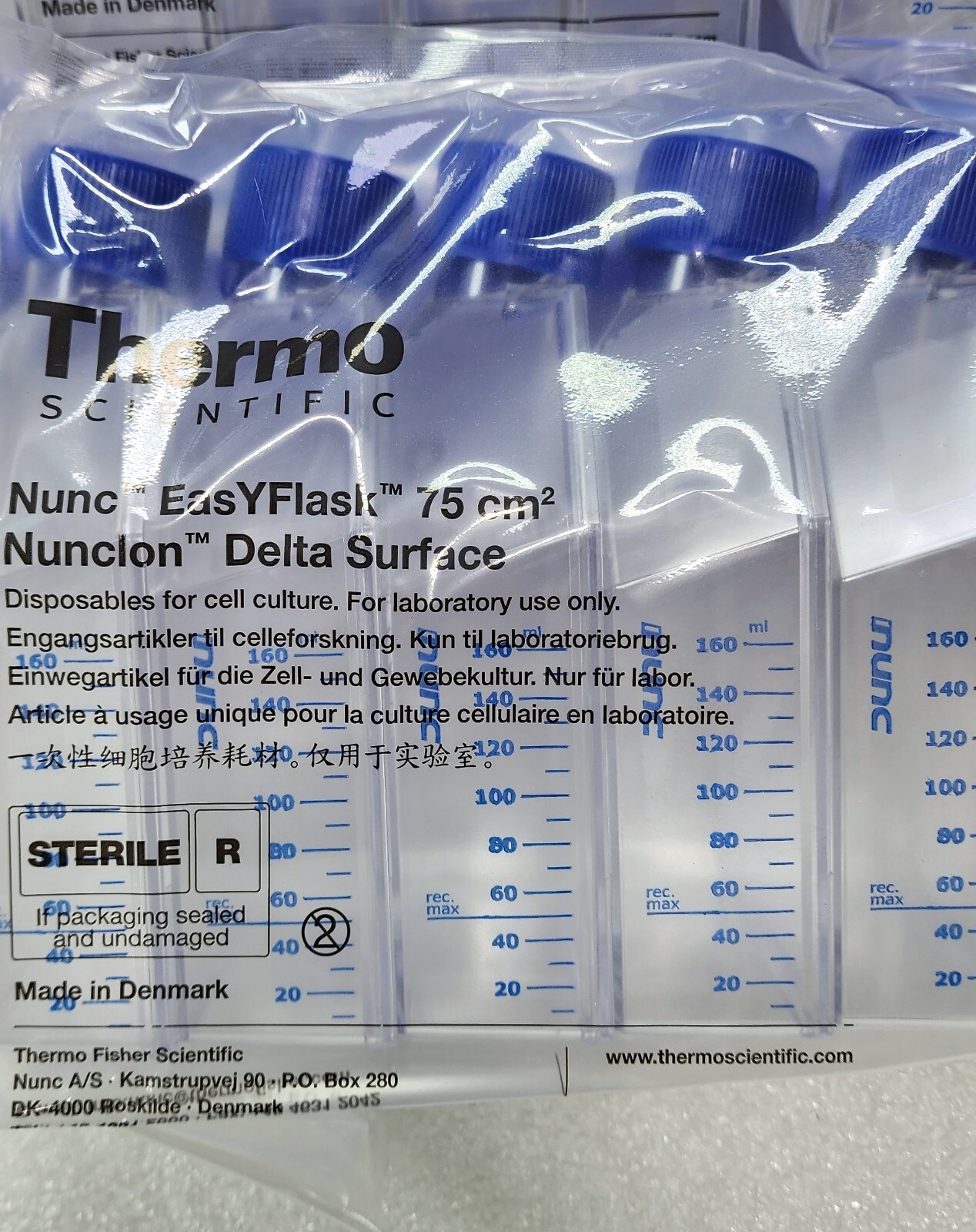 Thermo Scientific Nunc EasyFlask Cell Culture Flasks 75cm2 w/ Filter Cap/ 100cs