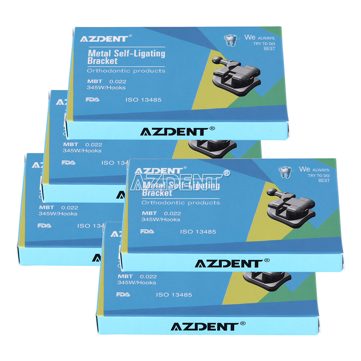 Dental Ortho Brackets Metal Ceramic Mini Roth/MBT.018/.022 3/3-4-5Hook AZDENT