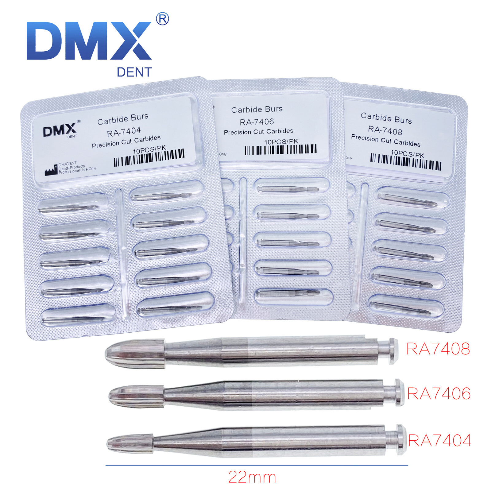 Dental Carbide Burs Trimming & Finishing Egg Football FG/RA 7404 7406 7408