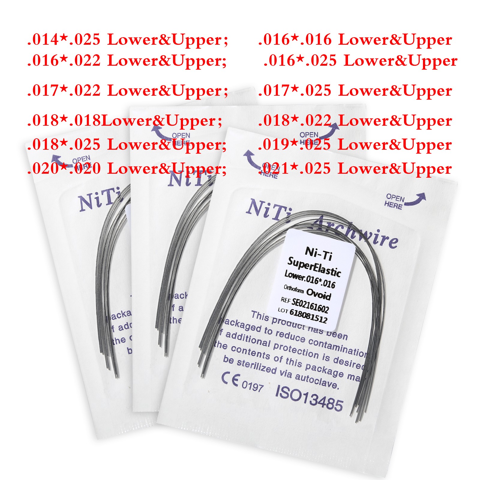 10 Packs Dent Orthodontic Arch Wire Rectangular Niti Super Elastic Upper/Lower