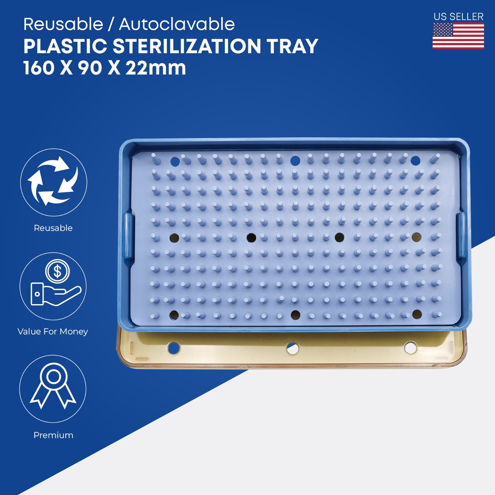 Plastic Sterilization Tray 160 x 90 x 22mm Surgical Instruments Disinfection Box