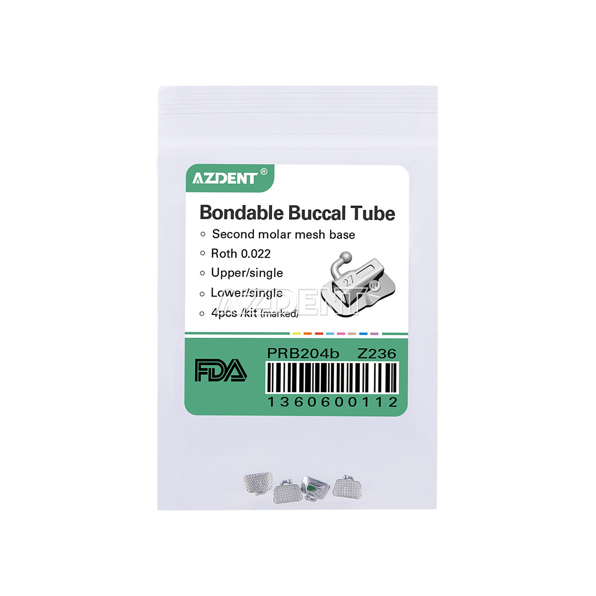 AZDENT Dental Orthodontic Buccal Tube 2nd Roth/MBT .022 Bondable Non-Conv