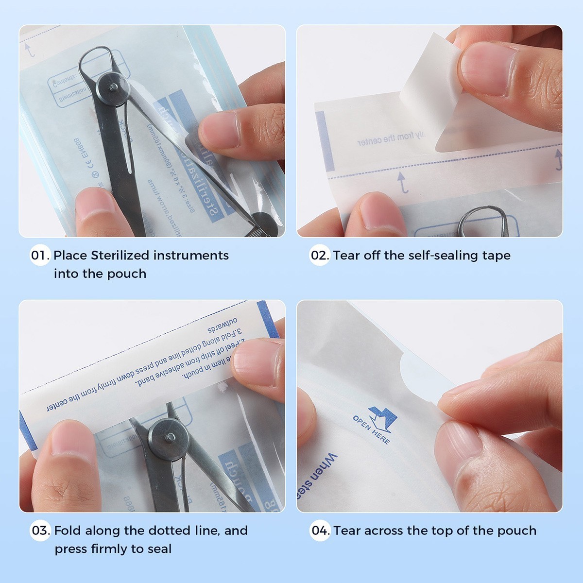 200pcs/Box Medical Self Sterilization Pouches Pouch Autoclave Sterilizer Bags