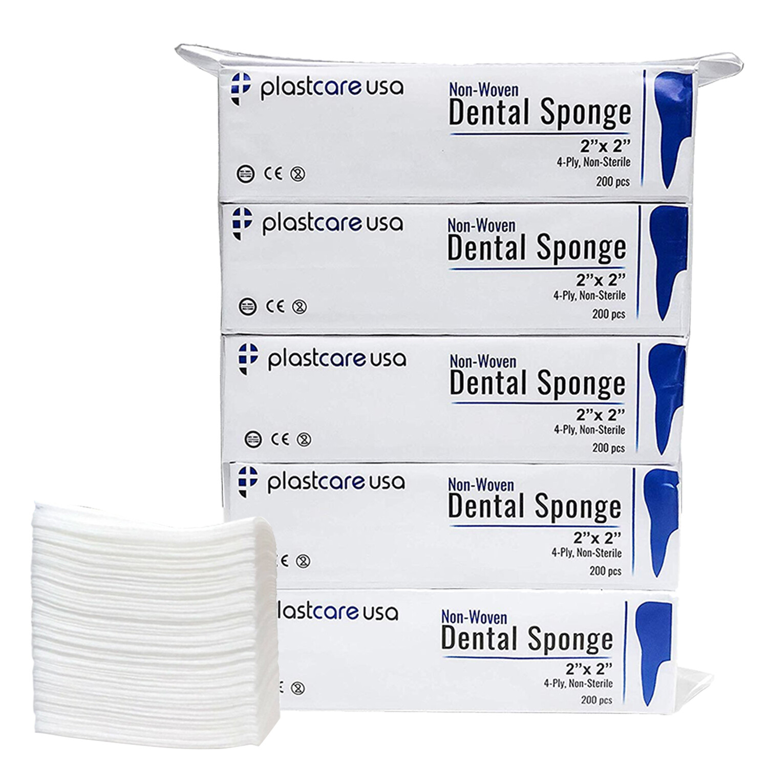 2×2 Dental Gauze Pads, Squares for First Aid Sponges, Non Woven Medical Wipes