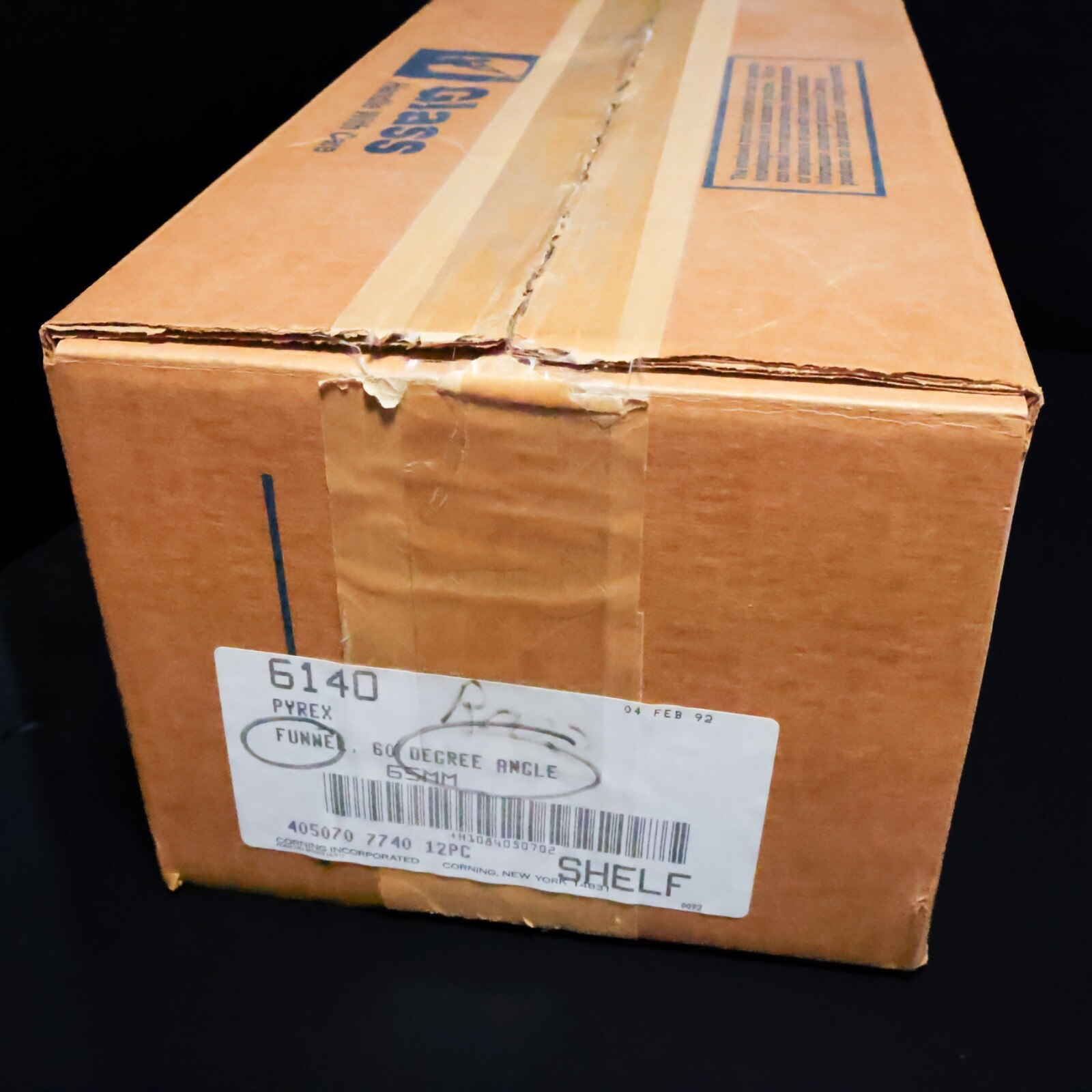 Pyrex Corning 6140 Glass Long-Stem Angle Filling Funnel 65mm 60° CASE OF 12