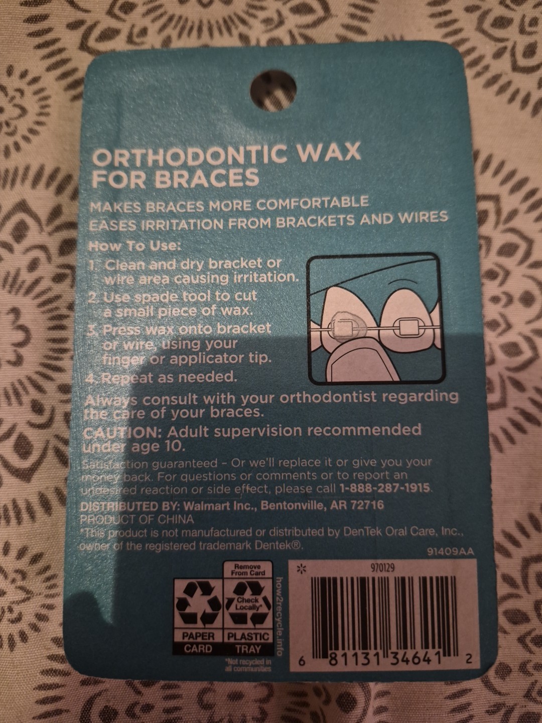 Equate Orthodontic Wax for Braces 1 Pack, Unscented