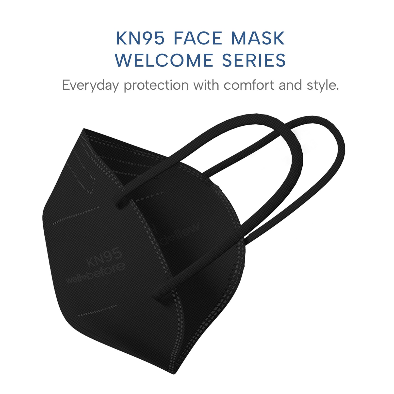 Welcome Series KN95 Face Mask, Black, Medium, Pack of 50