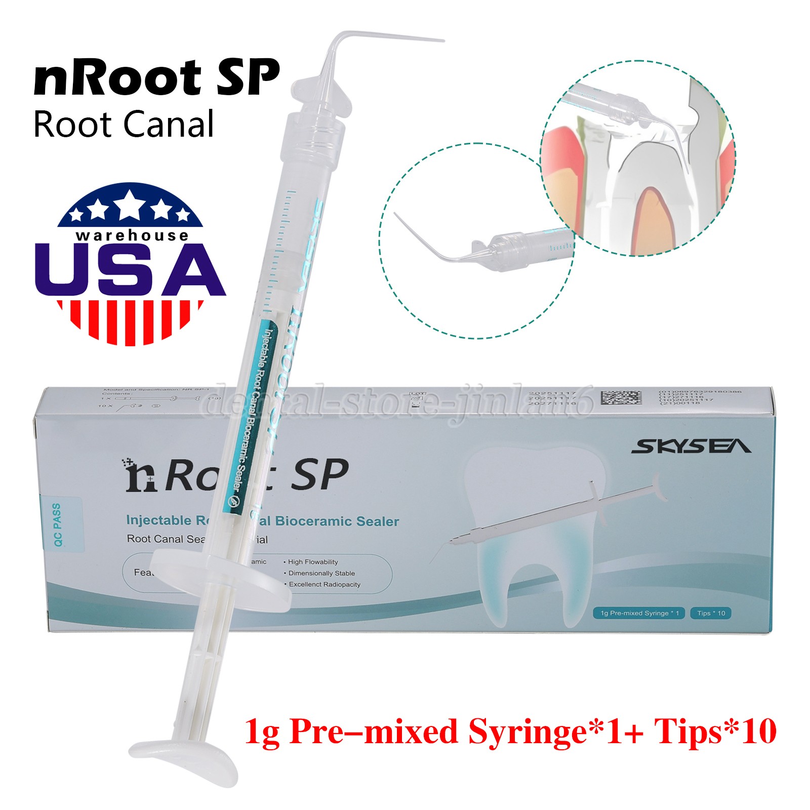 Dental Endo Materials Injectable Root Canal Bioceramic Sealer 1g Pre-mix Syringe