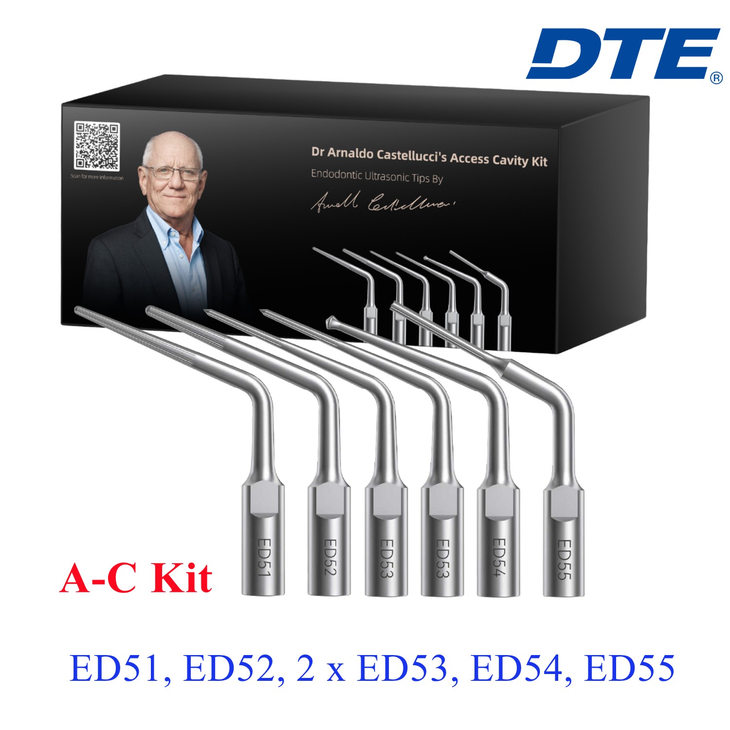 Woodpecker DTE Dr Castellucci’s Access Cavity Kit Endo Ultrasonic Tips ED51-ED55