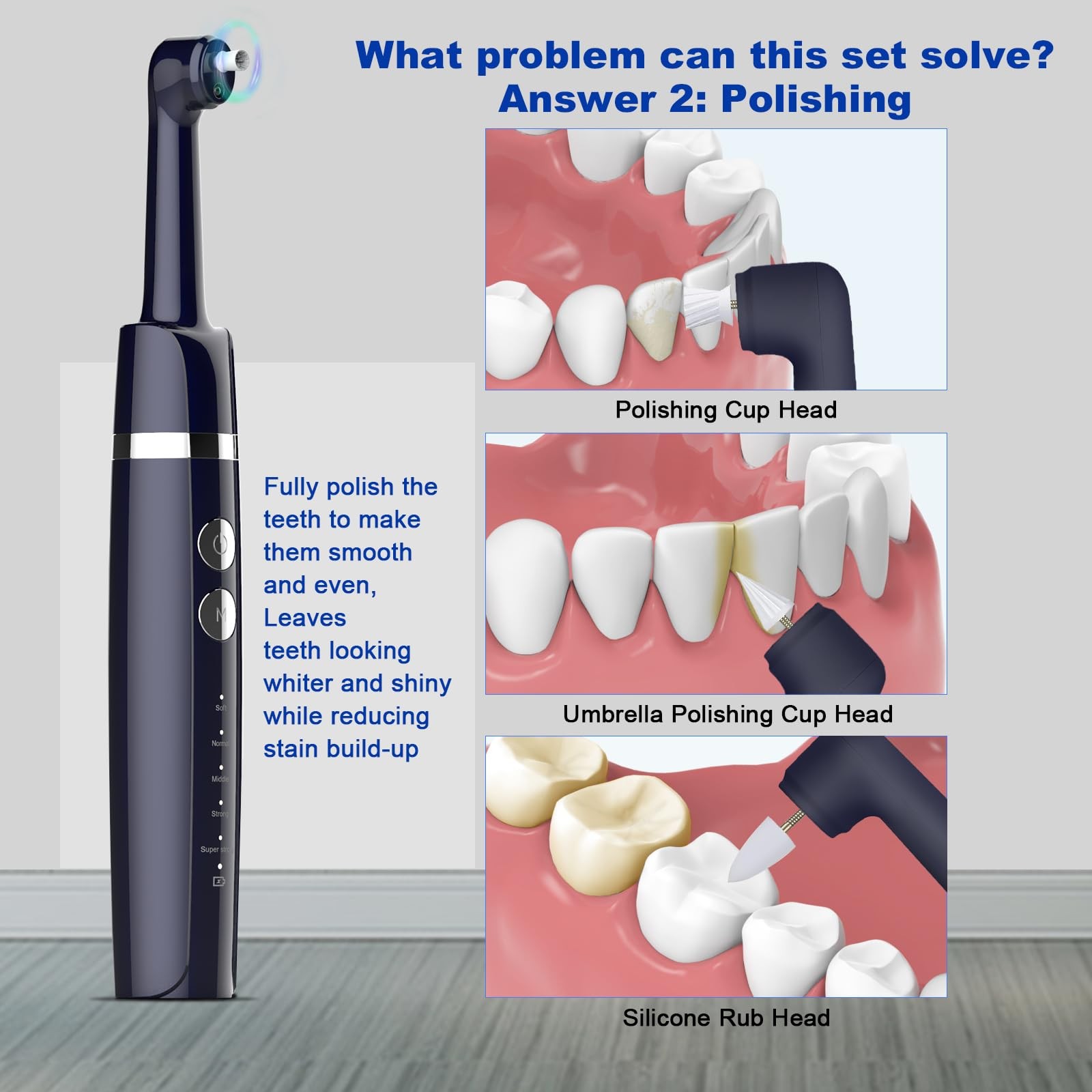 Tooth Polisher,Teeth Polishing Kit for 1 Count (Pack of 1), Morandi Blue