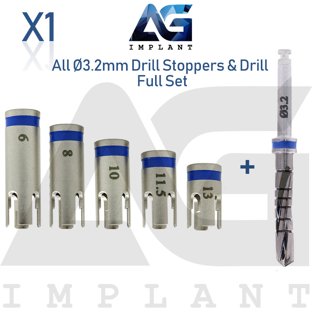 5 Drill Stoppers Ø3.2mm & Drill Set External Irrigation Sur gical Dental Tool