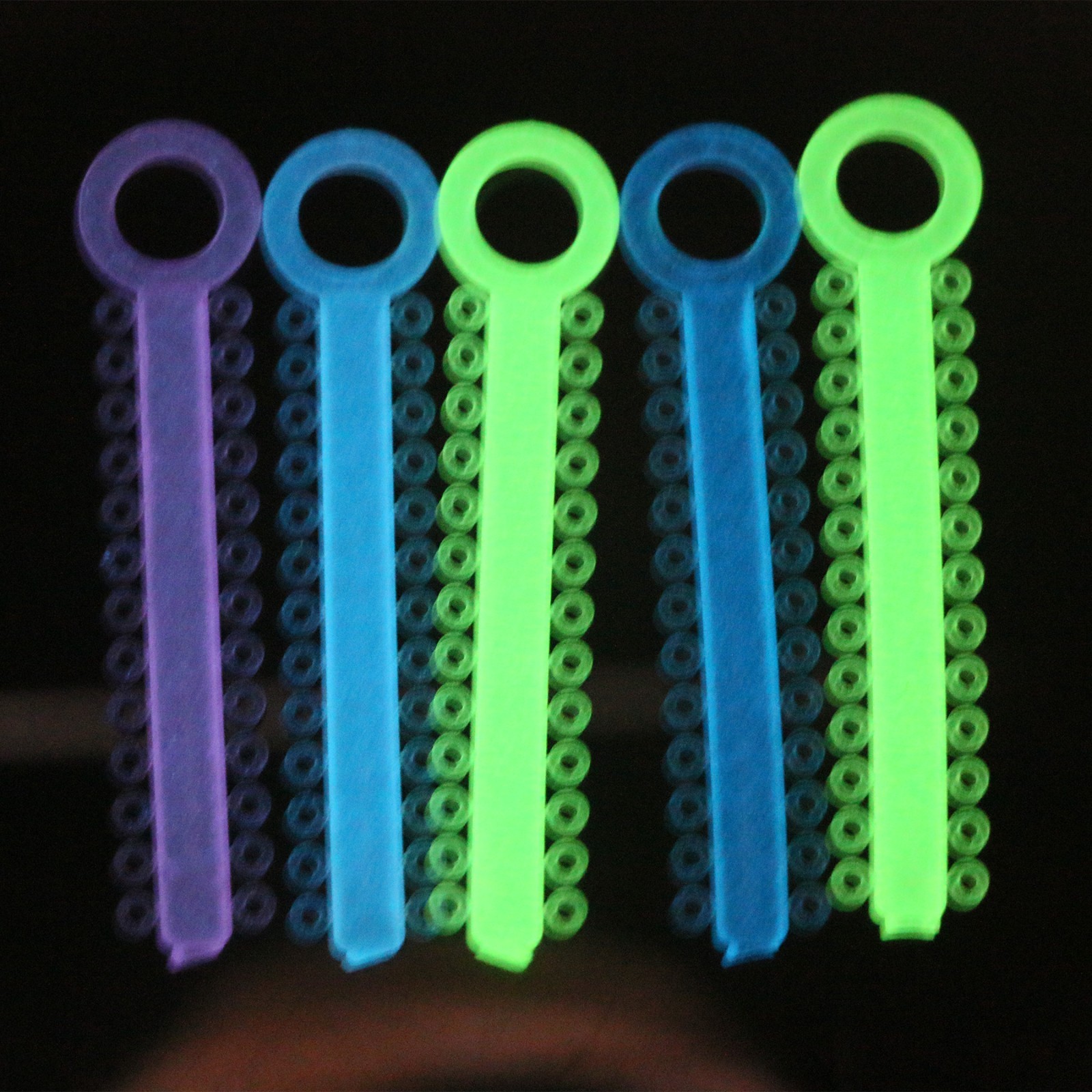 1040Pcs Dental Orthodontic Elastic Ligature Ties Glow-in-The-Dark Multi-Colored