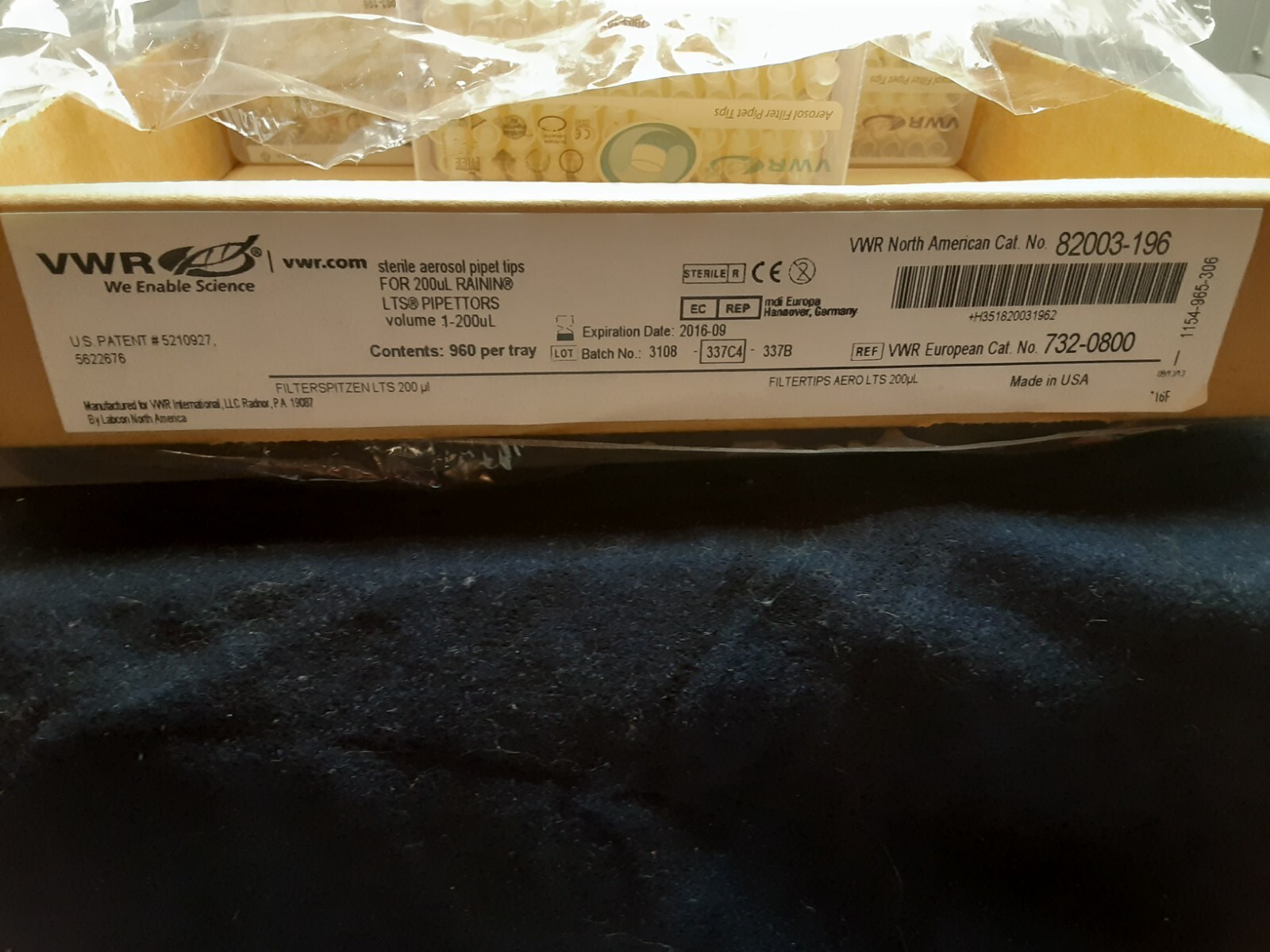 VWR (96) well PIPET TIPS 82003-196 1-200uL lot of (5) (1/2 case)