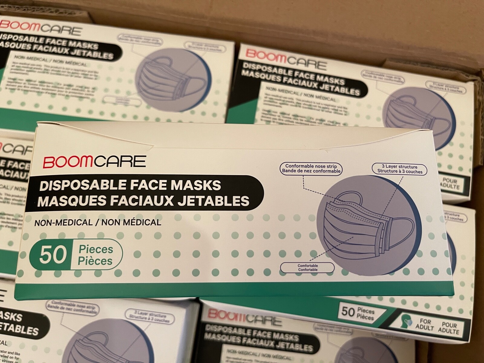 Boomcare Blue Disposable Face Masks Non Woven Thick 3-Layers 2000 Pack