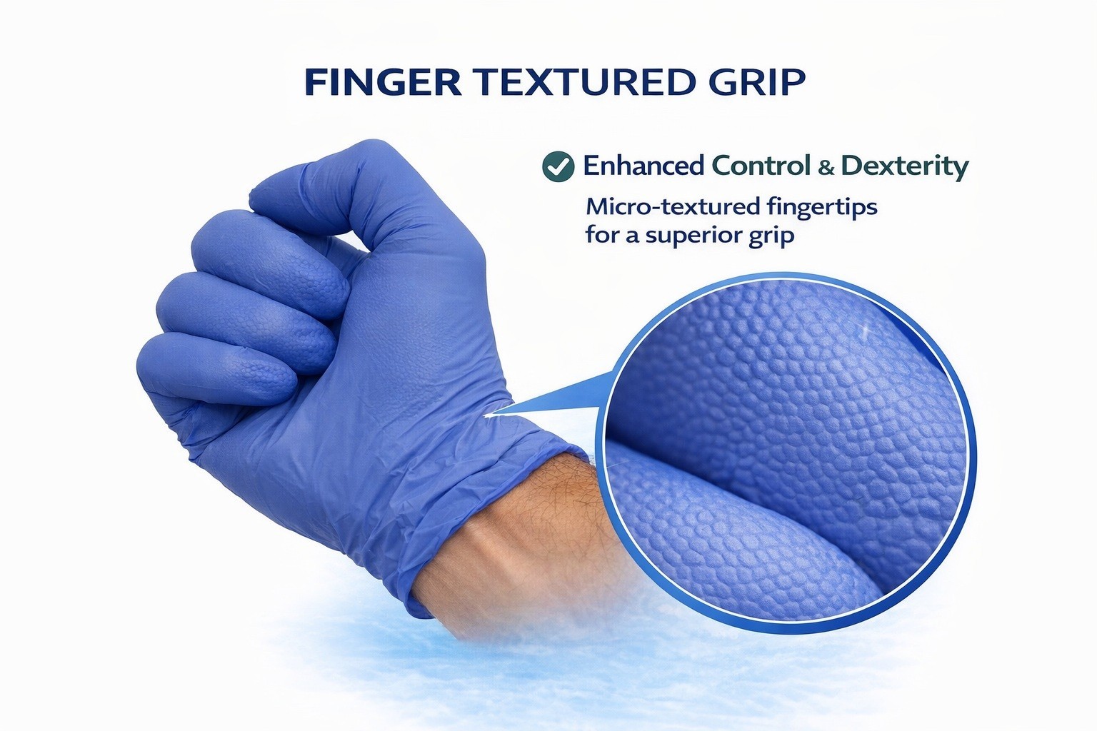 Cuff First Nitrile Exam Gloves Case 2000 Ct (16 x 125) Blue Latex-Free