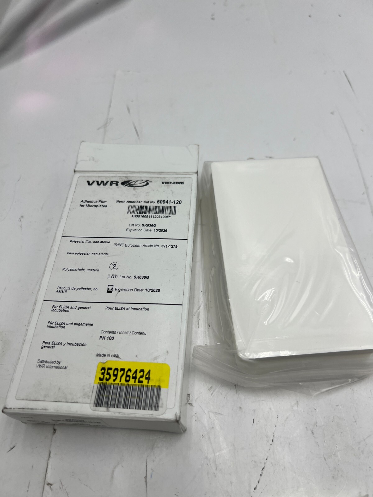 Pack of 100 VWR Adhesive Film 60941-120 for Microplates Polyester Non-Sterile