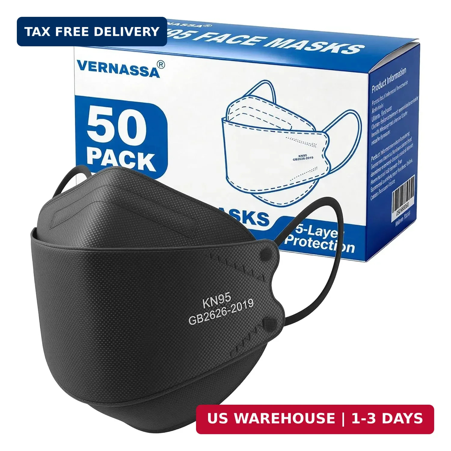 50 Pack KN95 Face Masks 5 Layer Disposable Adults Dust Smoke Hospital, Free Ship
