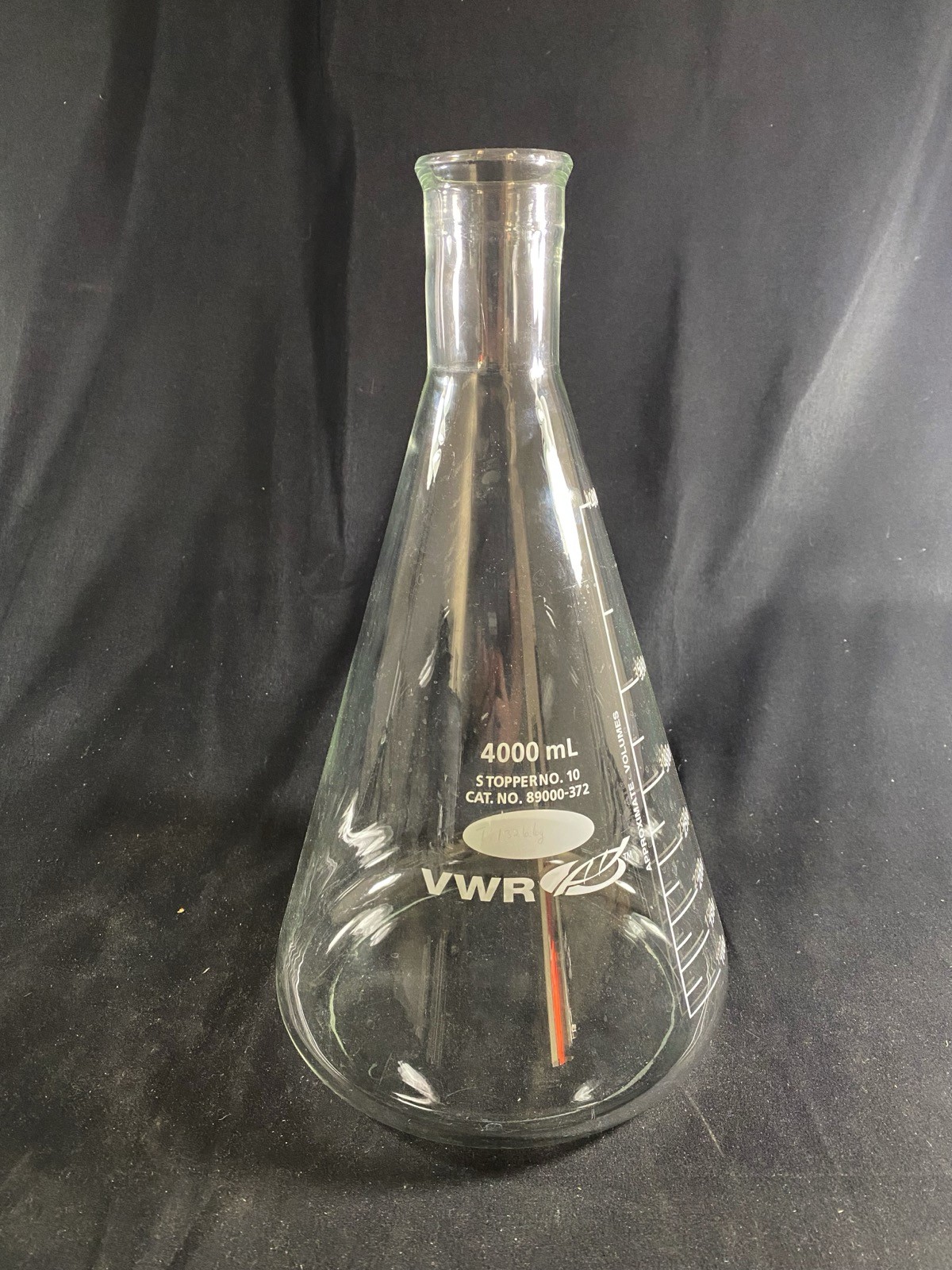 VWR 4000mL Heavy Wall Glass Graduated Erlenmeyer Flask Stopper #10 89000-372