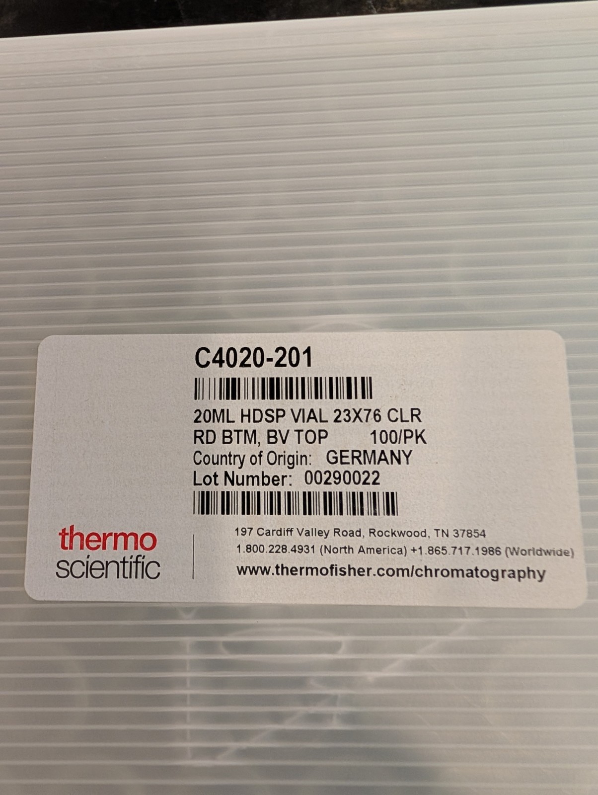 thermo scientific headspace vial 20 ml case empty vial 20 ml 100 pk C-4020-2