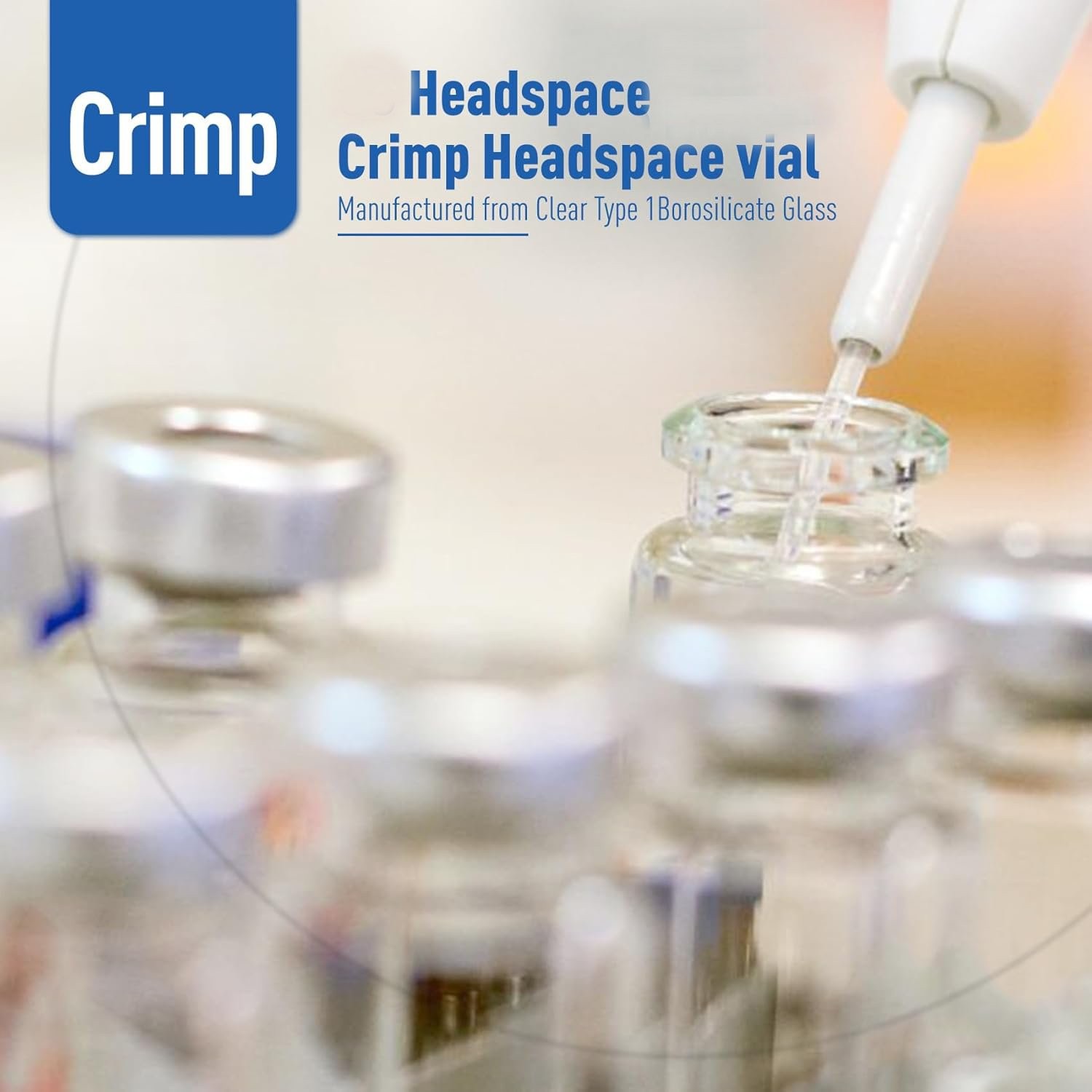 1000PCS 10ml Sample Vials Aluminum Caps 20mm Crimp Top Clear Glass Bottle HPLC