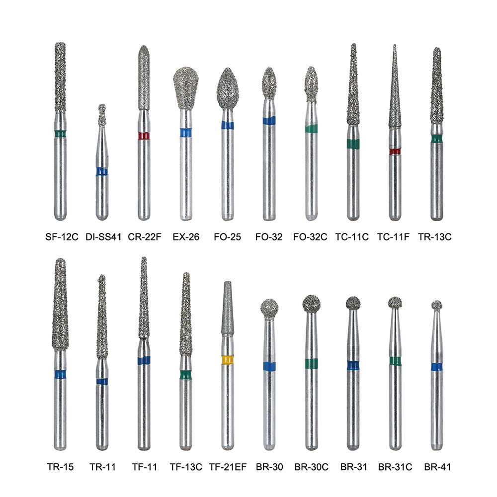 1000Pcs Dental Diamond Burs For High Speed Handpiece Medium FG 1.6MM 20Types