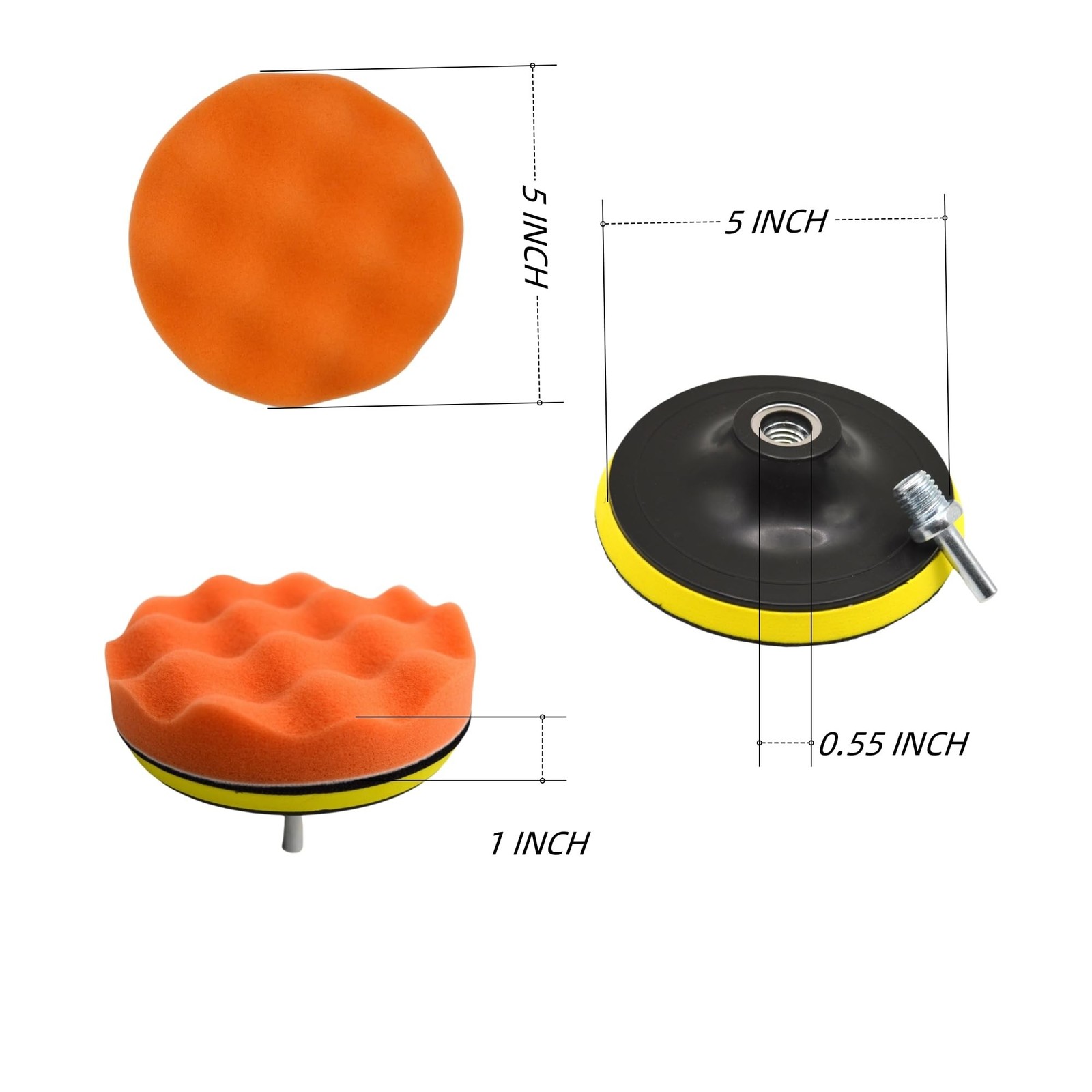 12Pcs 5inch Foam Buffing Polishing Pads Kit, with Coral Fleece Pad, Backing P…