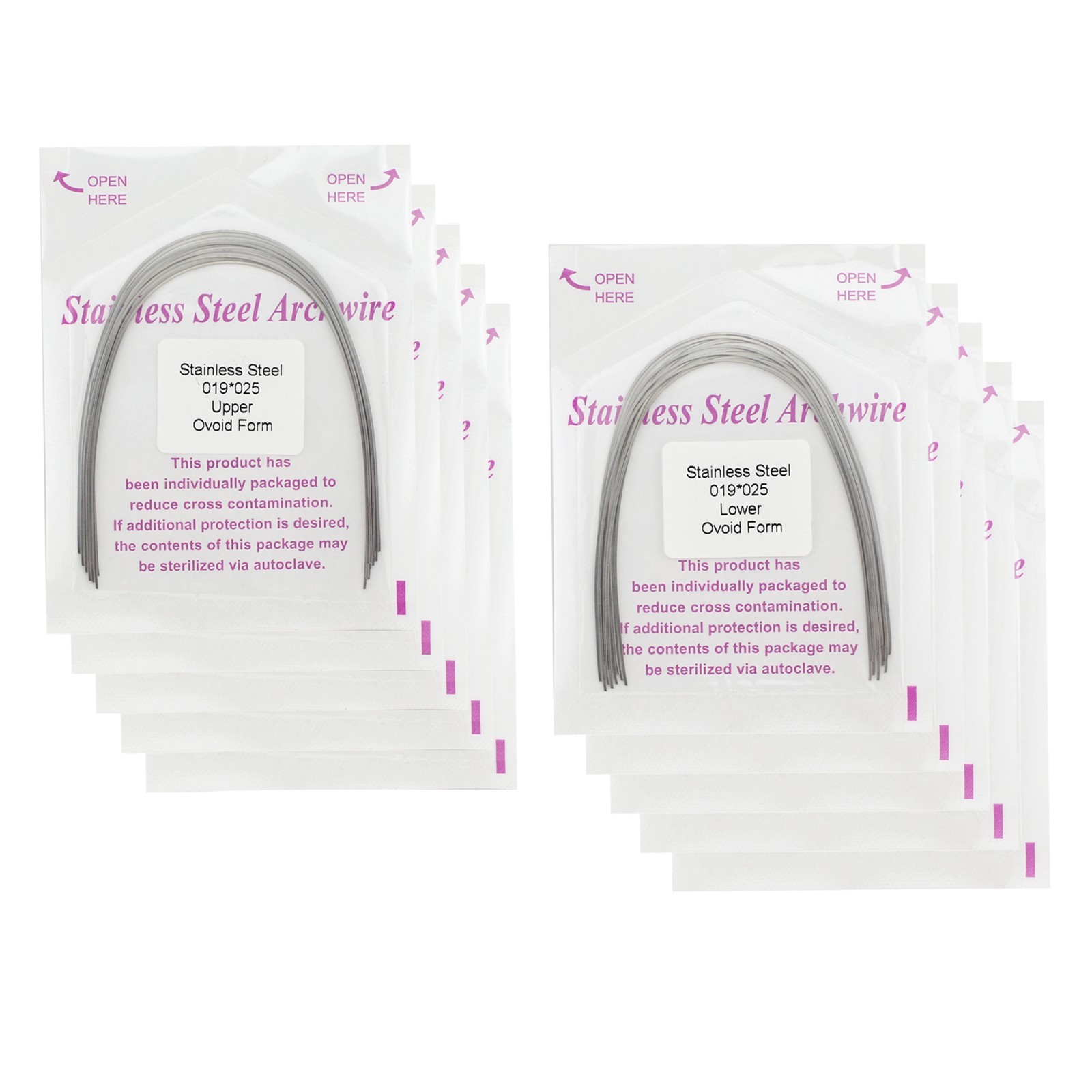 Dental Orthodontic Arch Wires Niti Stainless Steel Ovoid Natural Form 100pcs U/L