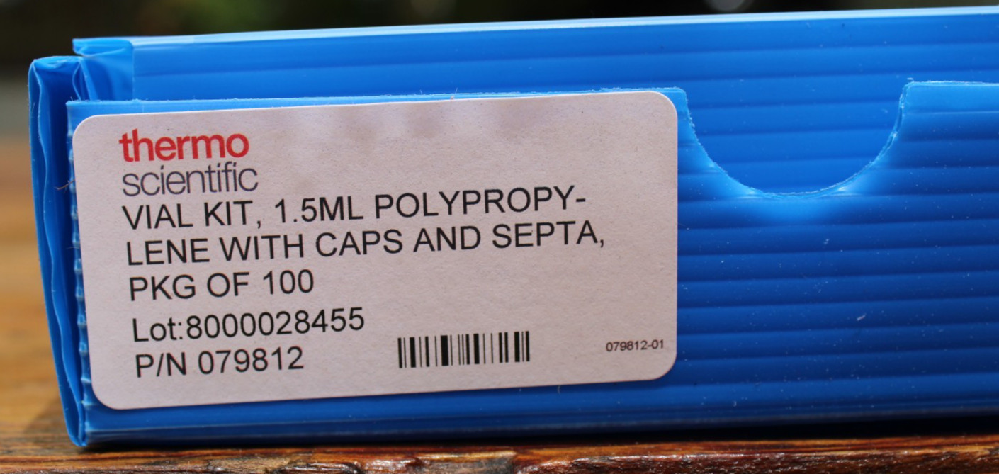 Thermo 079812 Vial Kit, 1.5ML Polypropylene with Caps and Septa, Pkg of 100 Pcs