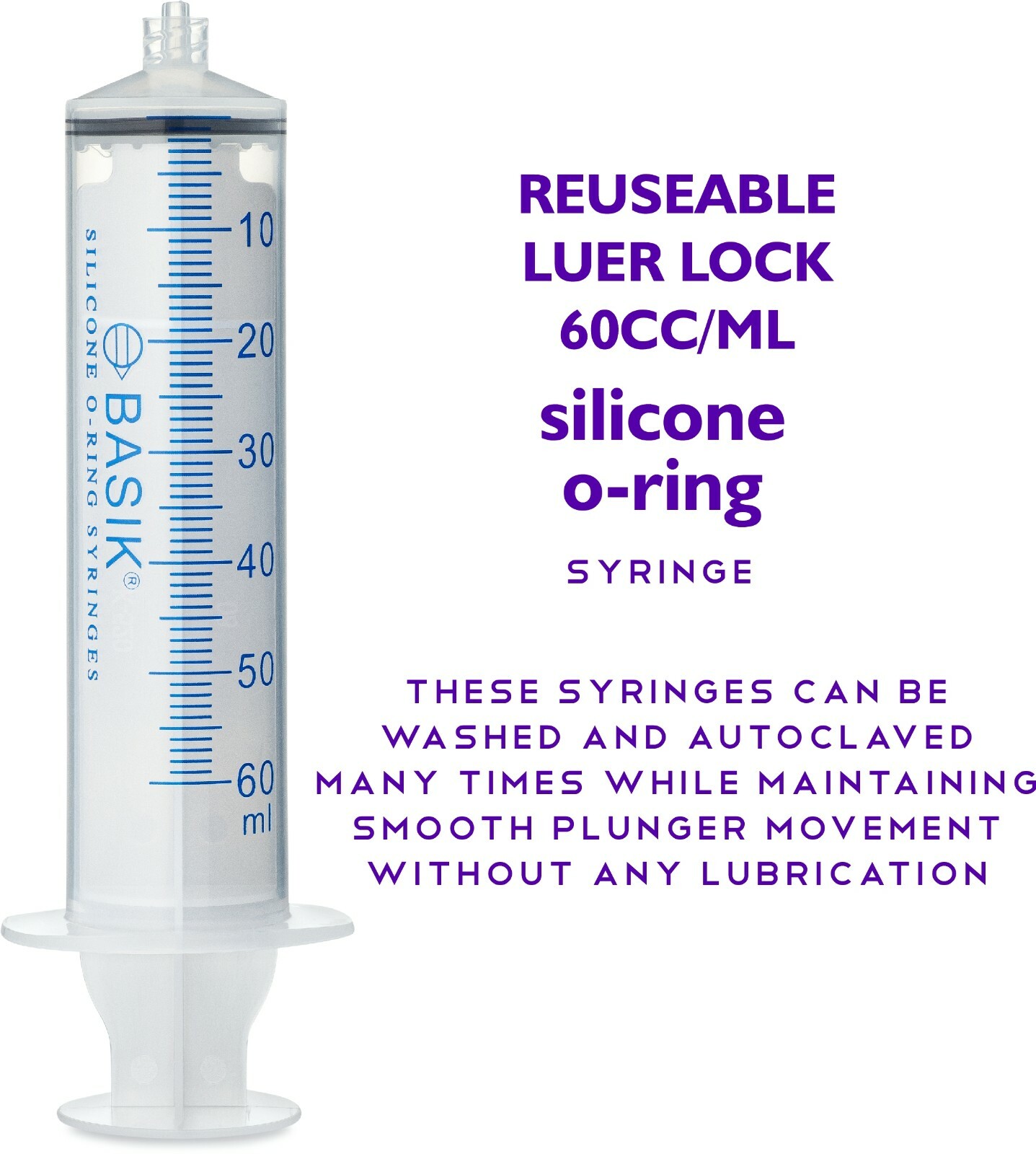 60cc | 60ml BASIK Syringe Silicone O-ring 5/pak Luer Lock Reuse Tube Hand Feed